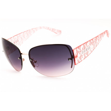 Guess Outlet Unisex Sunglasses - Shiny Rose Gold Metal Half Rim Frame | GO00034 28B ,