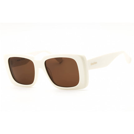 Max Mara Unisex Sunglasses - White Acetate Rectangular Full Rim Frame | MM0091 21E ,