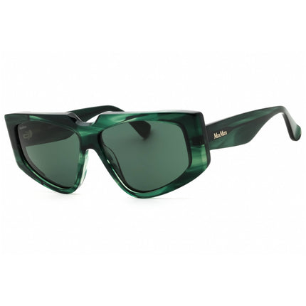 Max Mara Unisex Sunglasses - Dark Green Acetate Full Rim Cat Eye Frame | MM0125 98N ,