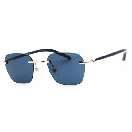 Mont Blanc Unisex Sunglasses - Silver Metal Rectangular Rimless Frame | MB0270S 003 ,