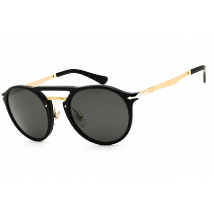 Persol Unisex Sunglasses - Polished Black/Gold Round Full Rim Frame | PO3264S 95/48 ,