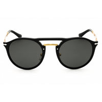 Persol Unisex Sunglasses - Polished Black/Gold Round Full Rim Frame | PO3264S 95/48 ,