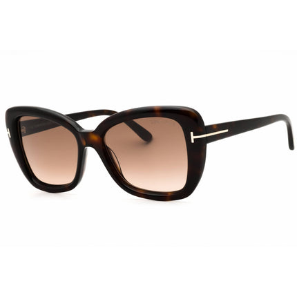 Tom Ford Unisex Sunglasses - Cat Eye Shape Dark Havana Full Rim Frame | FT1008 52F ,