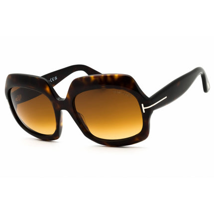 Tom Ford Unisex Sunglasses - Oversized Shape Dark Havana Full Rim Frame | FT1155 52F ,