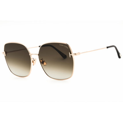 Tom Ford Unisex Sunglasses - Rectangular Shape Shiny Rose Gold Frame | FT1250-K 28F ,