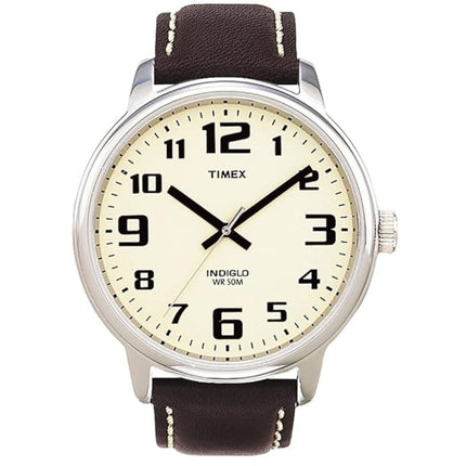Timex Men's Watch - Easy Reader Quartz Cream Dial Brown Leather Strap | T282019J ,