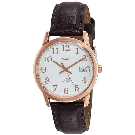 Timex Men's Watch - Easy Reader Quartz White Dial Brown Leather Strap | T2P5639J ,