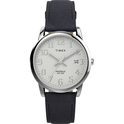 Timex Men's Watch - Easy Reader Quartz White Dial Black Leather Strap | TW2W54300JT ,
