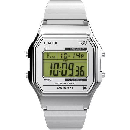 Timex Men's Watch - T80 Digital Dial Silver Tone Steel Bracelet | TW2W68200VQ ,