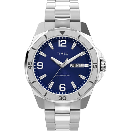 Timex Men's Watch - Essex Day-Date Blue Dial Stainless Steel Bracelet | TW2W79500VQ ,