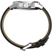Timex Men's Watch - Essex Silver Tone Case Black Dial Leather Strap | TW2W79800VQ ,