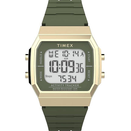 Timex Unisex Watch - Activity Tracker Grey Digital Dial Green Strap | TW5M608009J ,