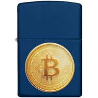 Zippo Windproof Lighter - Universal Bitcoin Texture Logo Print Navy Matte | 48068 ,