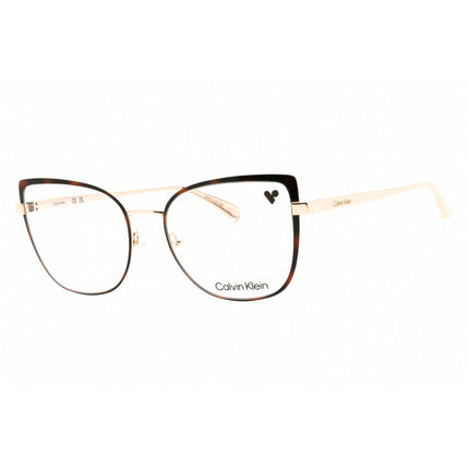 Calvin Klein Women's Eyeglasses - Havana Gold Metal Cat Eye Shape Frame | CK22101 213 ,