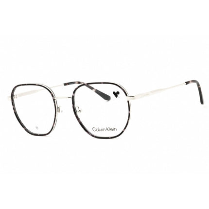 Calvin Klein Men's Eyeglasses - Grey Havana Metal Round Full Rim Frame | CK24113 025 ,
