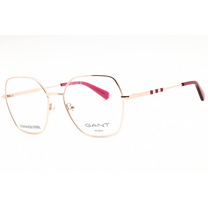 GANT Unisex Eyeglasses - Oversized Shiny Rose Gold Metal Full Rim Frame | GA4154 028 ,