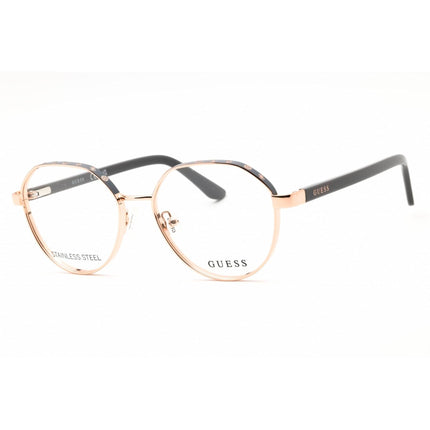 Guess Unisex Eyeglasses - Metal Shiny Rose Gold Full Rim Round Frame | GU50124 028 ,
