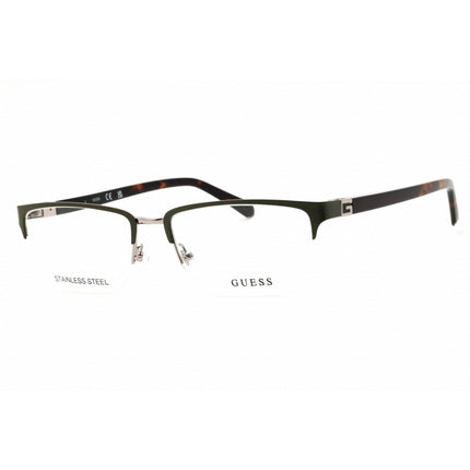 Guess Unisex Eyeglasses - Metal Matte Dark Green Dark Havana Half Rim | GU50191 097 ,