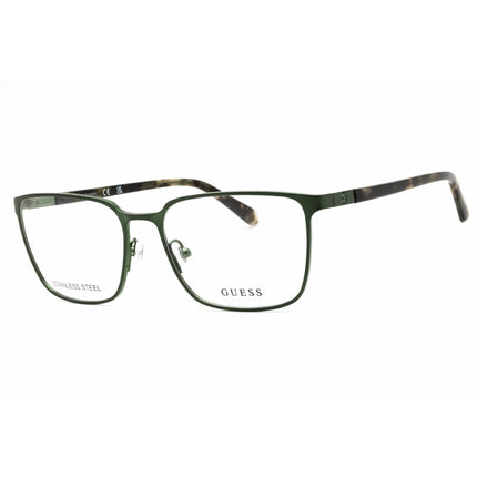 Guess Unisex Eyeglasses - Metal Matte Dark Green Rectangular Shape Frame | GU50243 097 ,