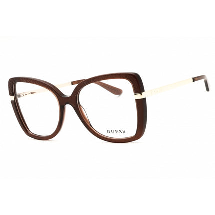 Guess Unisex Eyeglasses - Acetate Shiny Dark Brown Oversized Shape Frame | GU50245 048 ,