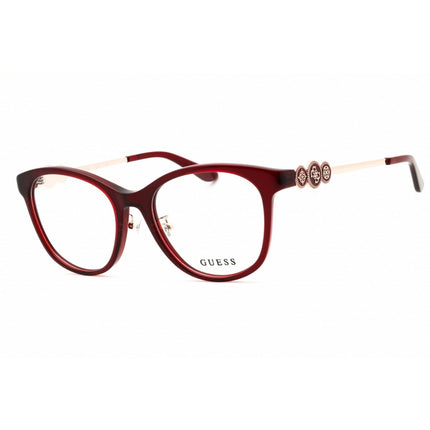 Guess Unisex Eyeglasses - Acetate Shiny Bordeaux Full Rim Round Frame | GU50255-D 069 ,