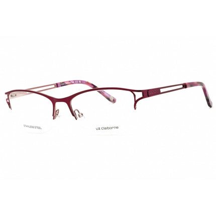 Liz Claiborne Unisex Eyeglasses - Plum Plastic Oval Half Rim Frame | L 661 00T7 00 ,
