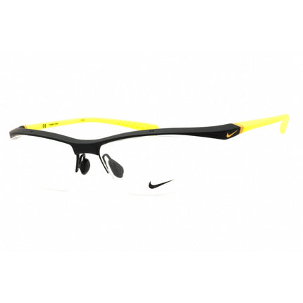 Nike Unisex Eyeglasses - Matte Black Sonic Yellow Acetate Half Rim Frame | 7070/3 013 ,