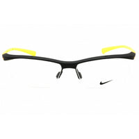 Nike Unisex Eyeglasses - Matte Black Sonic Yellow Acetate Half Rim Frame | 7070/3 013 ,