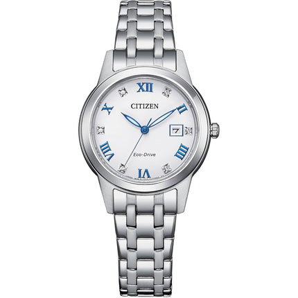 Citizen Women's Watch - Eco-Drive White Dial Silver Bracelet Diamond | FE1240-57A ,