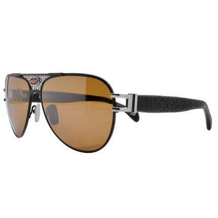 Bugatti Men's Sunglasses - Black Acetate, Titanium Pilot Full Rim Frame | 11-BK/SS ,
