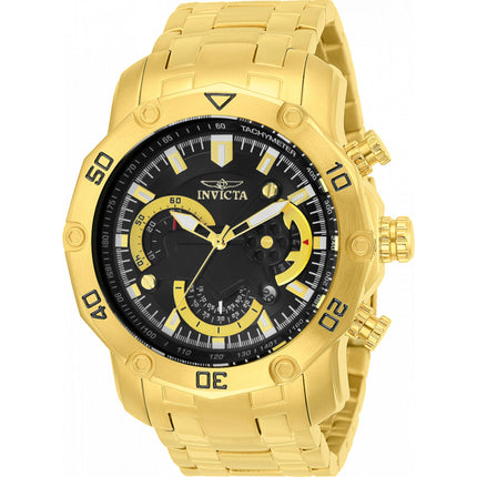 Invicta Men's Watch - Pro Diver Scuba Chrono Black Dial Yellow Gold Bracelet | 22767 ,