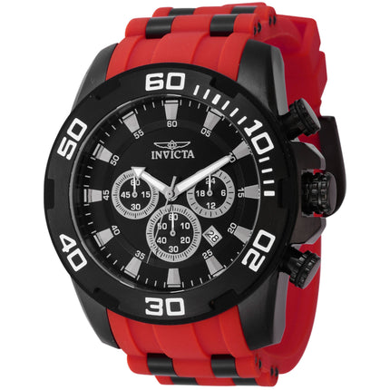 Invicta Men's Watch - Pro Diver Chrono Black Steel and Red Silicone Strap | 44546 ,