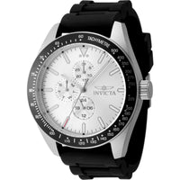 Invicta Men's Watch - Aviator Quartz Silver Tone Dial Black Silicone Strap | 48855 ,