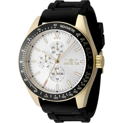 Invicta Men's Watch - Aviator Quartz Yellow Gold Case Black Silicone Strap | 48857 ,