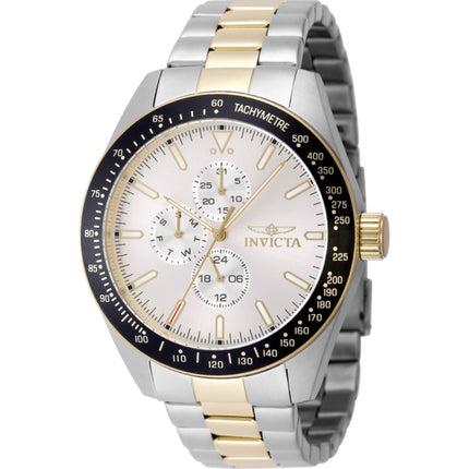 Invicta Men's Watch - Aviator Quartz Silver Dial Two Tone Steel Bracelet Date | 48861 ,