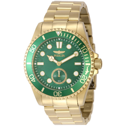 Invicta Men's Watch - Pro Diver Quartz Green Dial Yellow Gold Steel Bracelet | 49430 ,