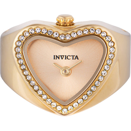Invicta Women's Mini Ring Watch - Angel Gold Dial Steel Bracelet Crystal | 49574 ,