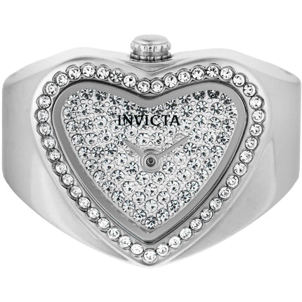 Invicta Women's Mini Ring Watch - Angel Quartz Silver Tone Dial Crystals | 49578 ,