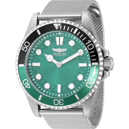 Invicta Men's Watch - Pro Diver Quartz Green Brass Dial Steel Mesh Bracelet | 49687 ,