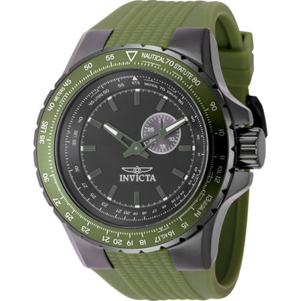 Invicta Men's Watch - Aviator Quartz Black Dial Green Silicone Rubber Strap | 49729 ,