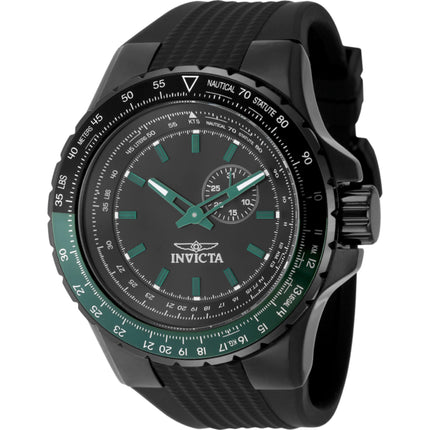 Invicta Men's Watch - Aviator Quartz Black Brass Dial Silicone Rubber Strap | 49731 ,