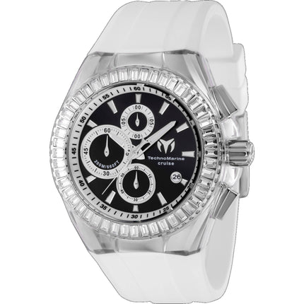 Technomarine Men's Watch - Cruise Black Dial White Silicone Rubber Strap | TM-121147 ,