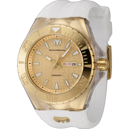 Technomarine Men's Watch - Cruise Monogram Gold Tone Dial White Strap | TM-122014 ,