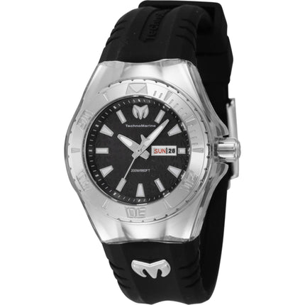 Technomarine Women's Watch - Cruise Monogram Black Dial Silicone Strap | TM-122015 ,