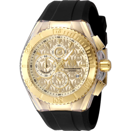Technomarine Men's Watch - Cruise Star Chrono Gold Tone Dial Black Strap | TM-125002 ,