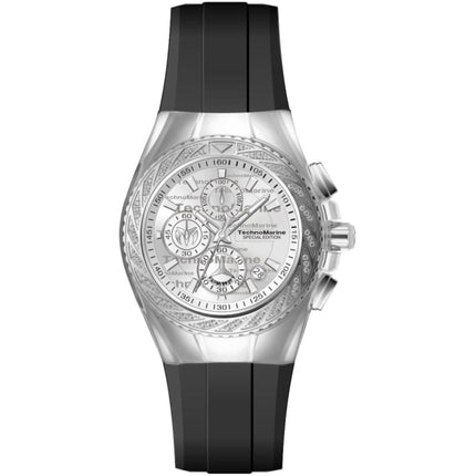 Technomarine Men's Watch - Cruise Glitz Chrono Silver Dial Black Strap | TM-125014 ,