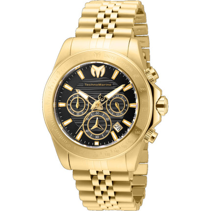 Technomarine Men's Watch - Manta Ray Chrono Black Dial Yellow Gold Steel | TM-219023 ,