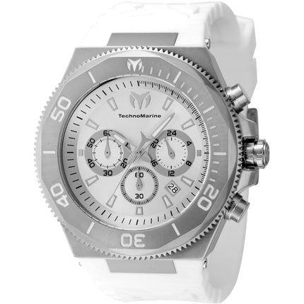 Technomarine Men's Watch - Manta Ocean Chrono Silver Dial Silicone Strap | TM-224015 ,