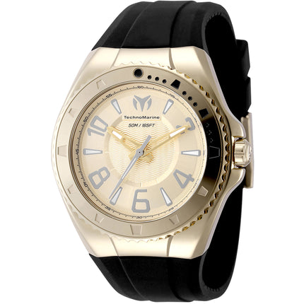 Technomarine Men's Watch - Lusso Mare Gold Dial Black Silicone Strap | TM-225034 ,