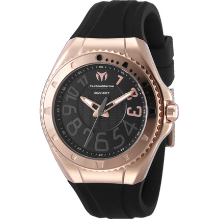 Technomarine Women's Watch - Lusso Mare Black Dial Silicone Rubber Strap | TM-225043 ,